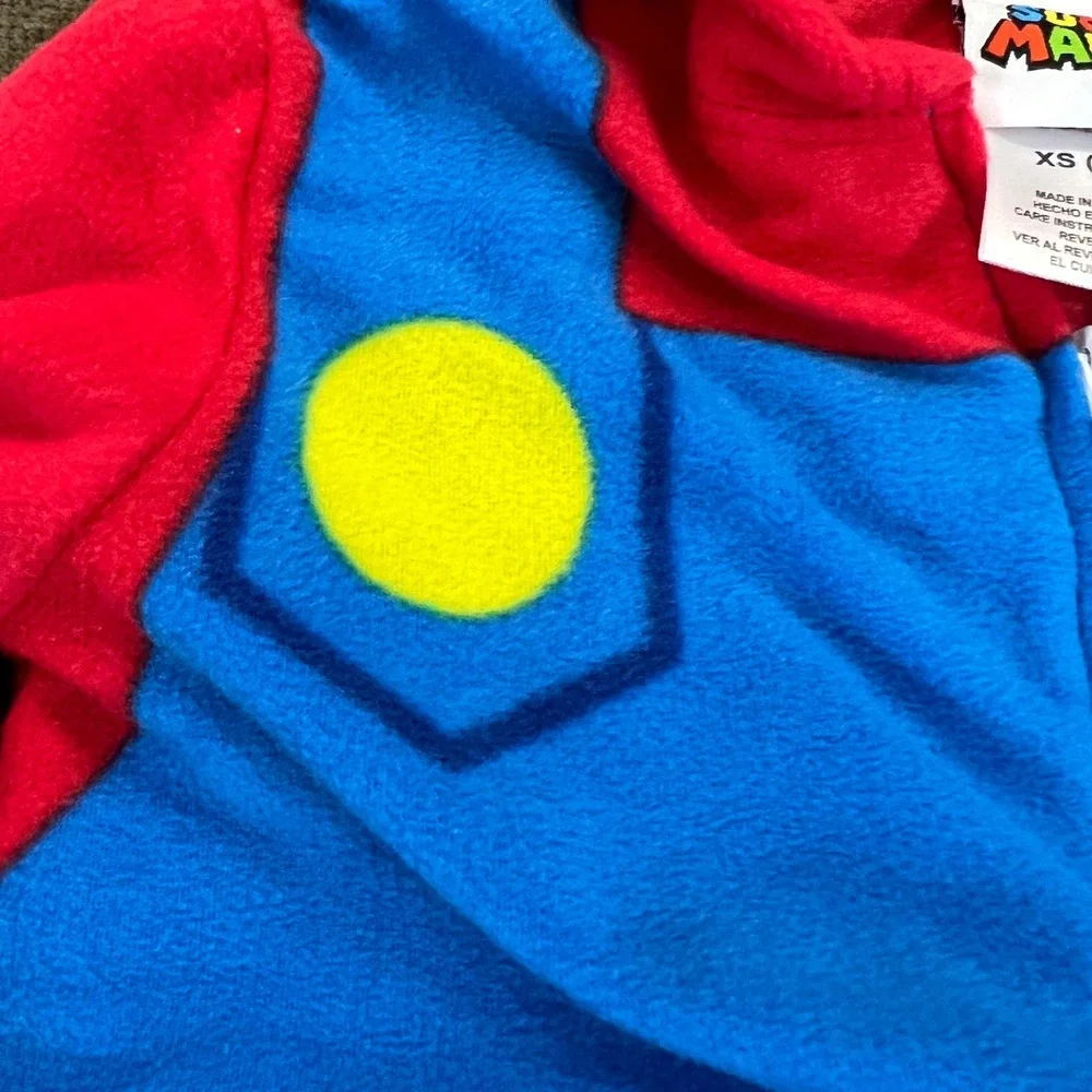 Super‎ Mario Bros Kids Halloween Costume Hoodie XS (4/5) Red Blue Fleece Cosplay